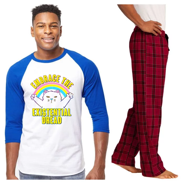 Embrace The Existential Dread Cat Raglan Sleeve Pajama Set