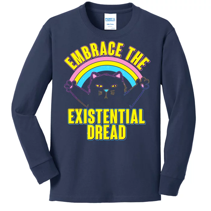 Embrace The Existential Dread Cat Kids Long Sleeve Shirt