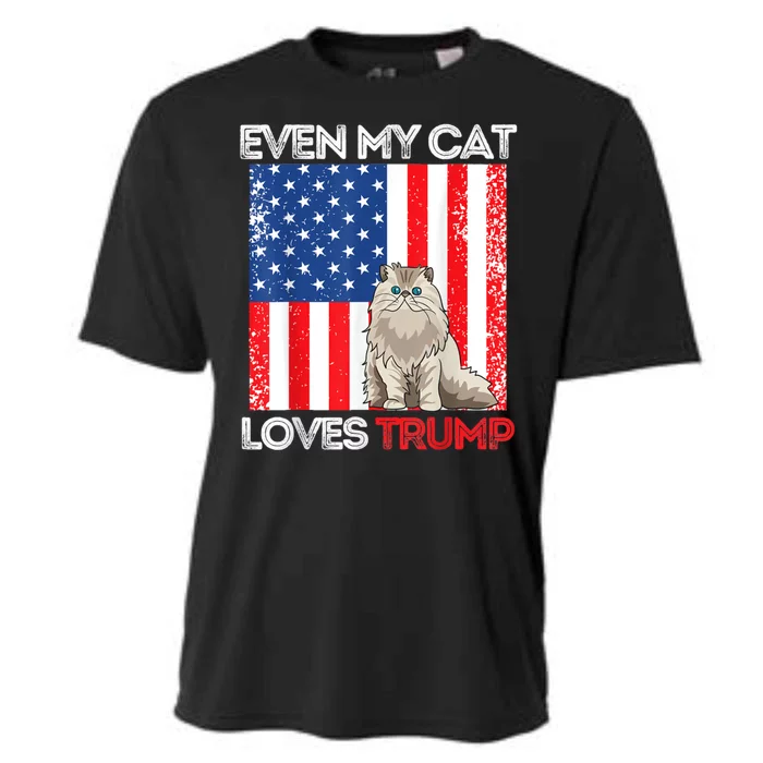 Even My Cat Loves Trump Usa Flag Election Trump Support Cooling Performance Crew T-Shirt