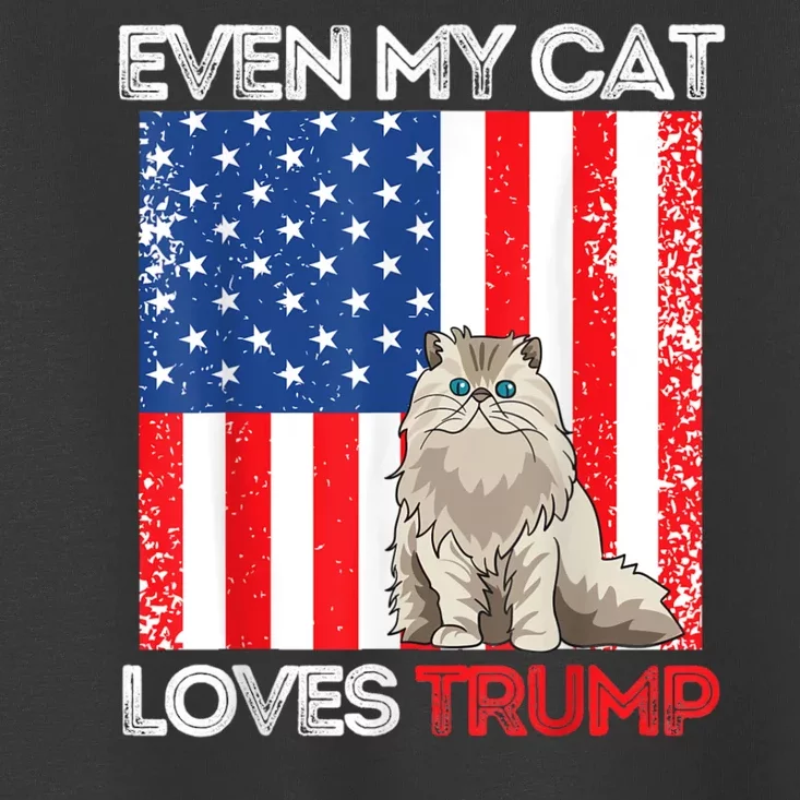 Even My Cat Loves Trump Usa Flag Election Trump Support Toddler T-Shirt