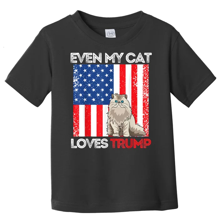 Even My Cat Loves Trump Usa Flag Election Trump Support Toddler T-Shirt