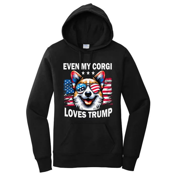 Even My Corgi Loves Trump Trump Supporter Women's Pullover Hoodie