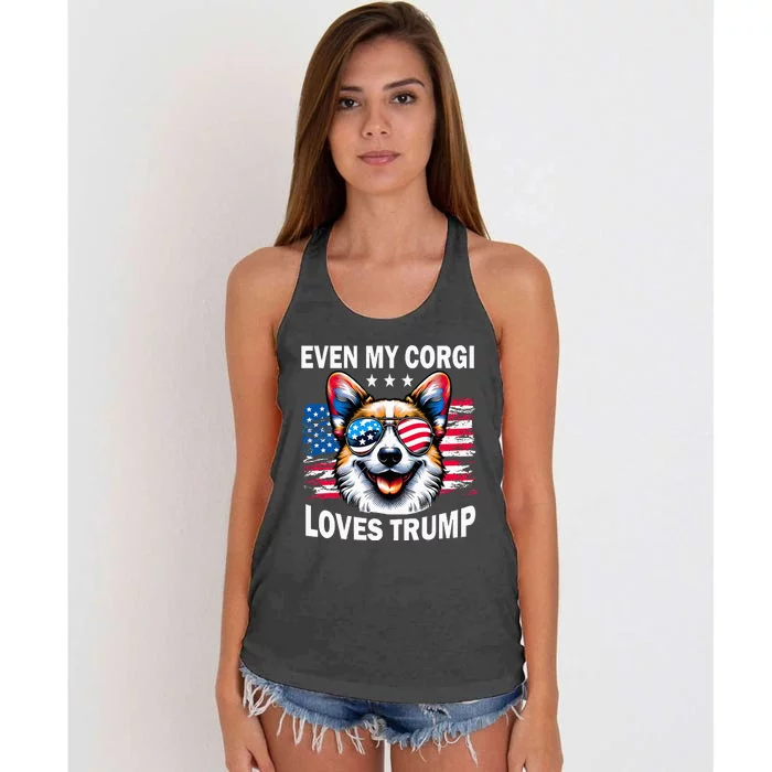 Even My Corgi Loves Trump Trump Supporter Women's Knotted Racerback Tank