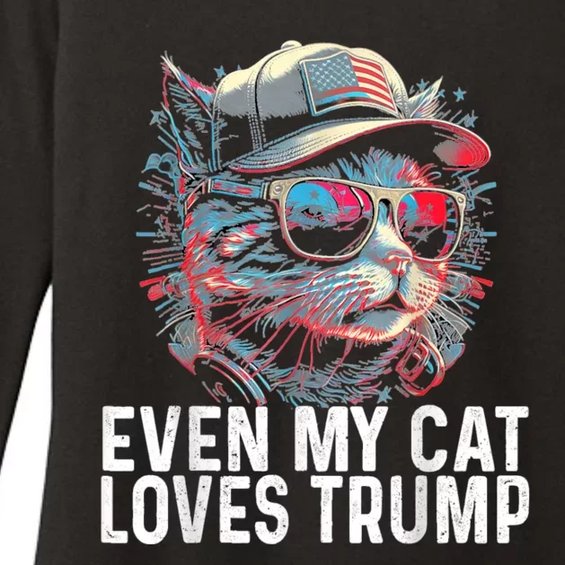 Even My Cat Loves Trump Usa Flag Election Trump Support Womens CVC Long Sleeve Shirt