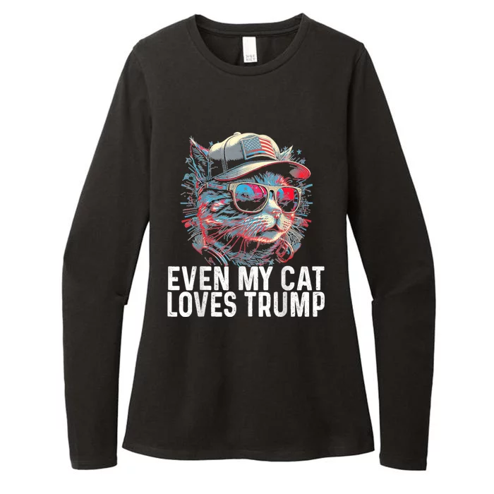 Even My Cat Loves Trump Usa Flag Election Trump Support Womens CVC Long Sleeve Shirt