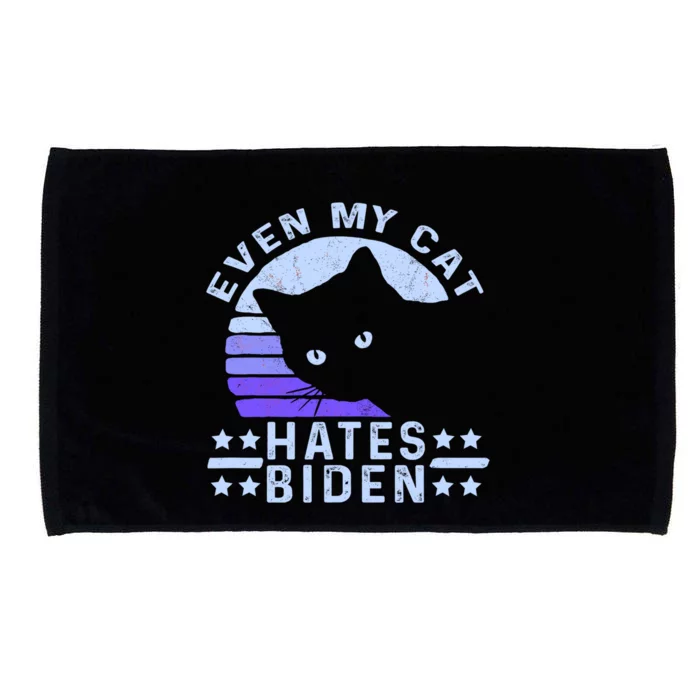 Even My Cat Hates Biden Funny Anti Biden Microfiber Hand Towel