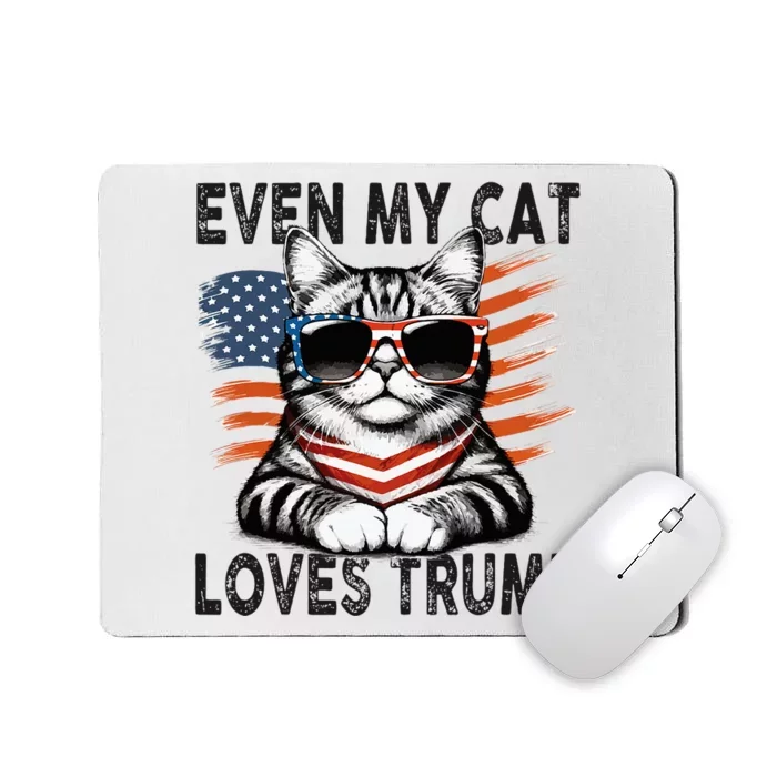 Even My Cat Loves Trump Patriotic American Flag Sunglasses Mousepad