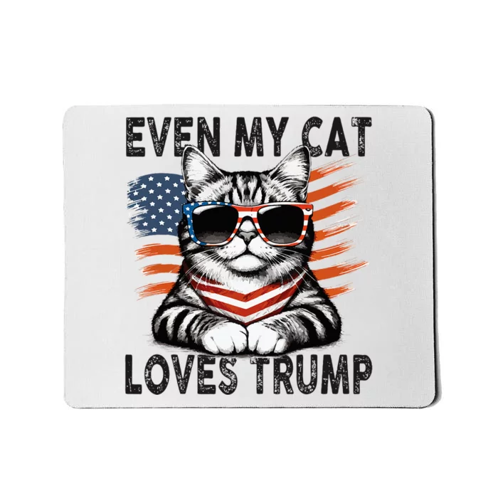 Even My Cat Loves Trump Patriotic American Flag Sunglasses Mousepad