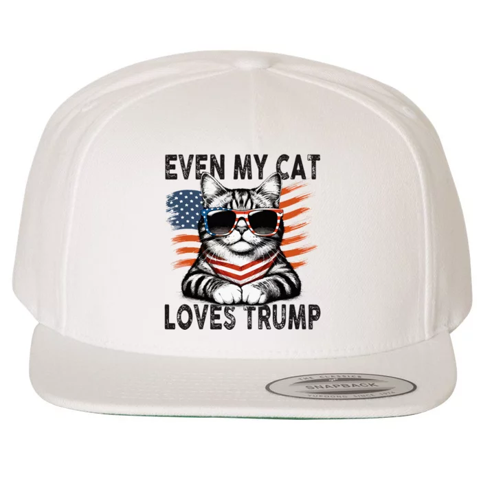 Even My Cat Loves Trump Patriotic American Flag Sunglasses Wool Snapback Cap