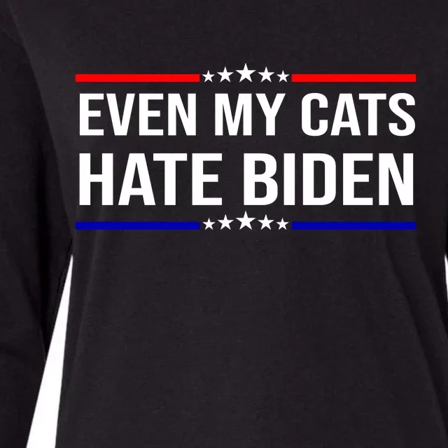 Even My Cats Hate Biden Funny Anti Biden FJB Womens Cotton Relaxed Long Sleeve T-Shirt