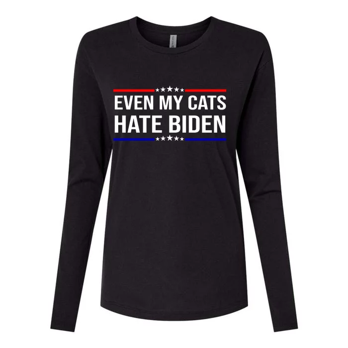 Even My Cats Hate Biden Funny Anti Biden FJB Womens Cotton Relaxed Long Sleeve T-Shirt