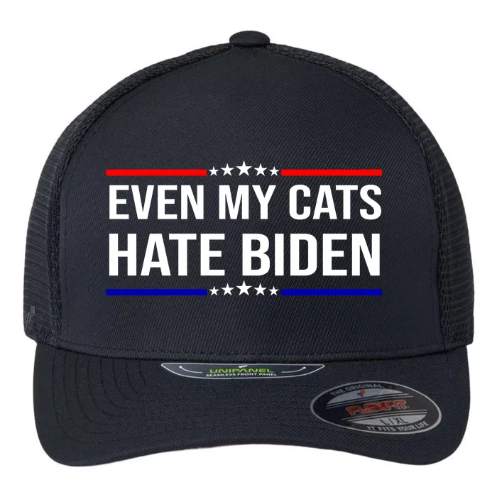 Even My Cats Hate Biden Funny Anti Biden FJB Flexfit Unipanel Trucker Cap