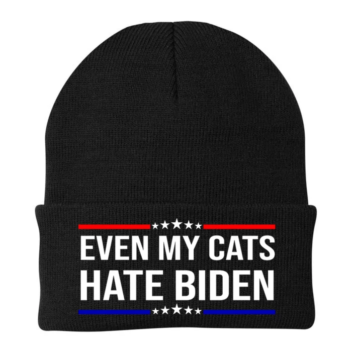 Even My Cats Hate Biden Funny Anti Biden FJB Knit Cap Winter Beanie