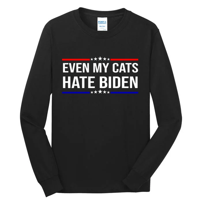 Even My Cats Hate Biden Funny Anti Biden FJB Tall Long Sleeve T-Shirt