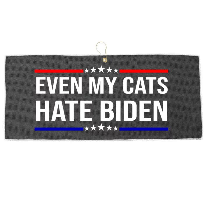 Even My Cats Hate Biden Funny Anti Biden FJB Large Microfiber Waffle Golf Towel