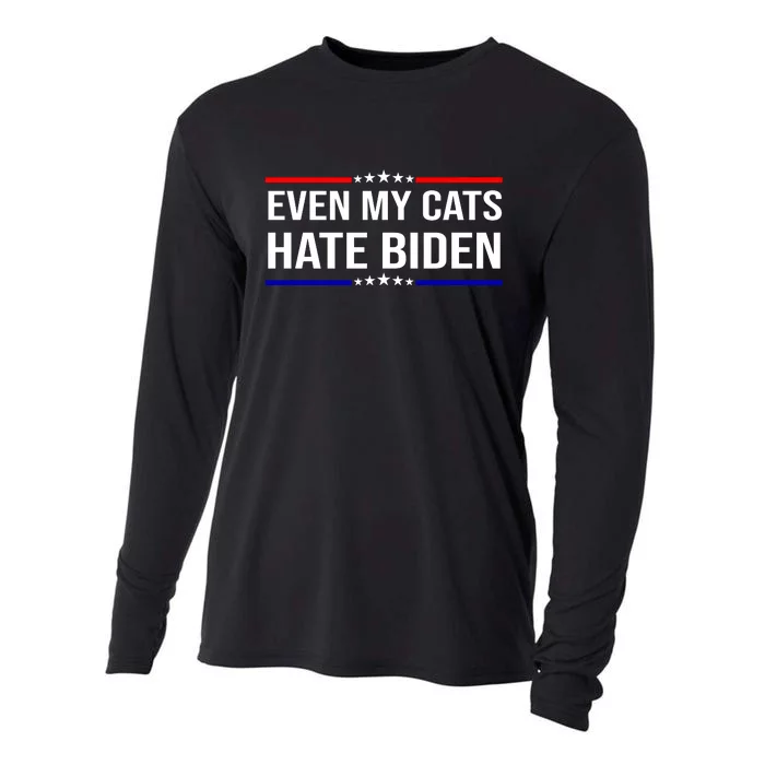 Even My Cats Hate Biden Funny Anti Biden FJB Cooling Performance Long Sleeve Crew