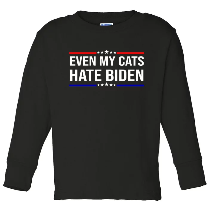 Even My Cats Hate Biden Funny Anti Biden FJB Toddler Long Sleeve Shirt