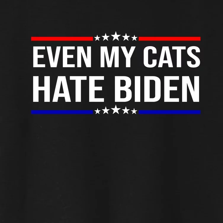 Even My Cats Hate Biden Funny Anti Biden FJB Women's Crop Top Tee