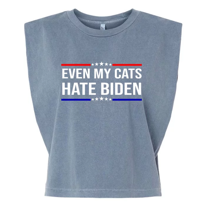 Even My Cats Hate Biden Funny Anti Biden FJB Garment-Dyed Women's Muscle Tee