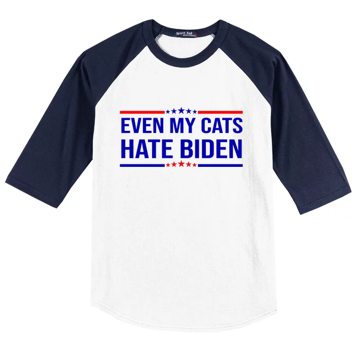 Even My Cats Hate Biden Funny Anti Biden FJB Baseball Sleeve Shirt