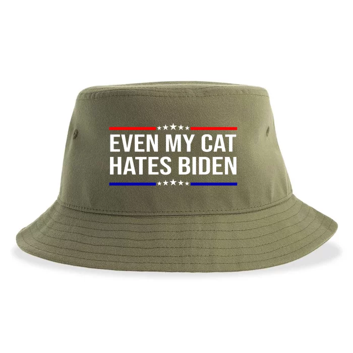 Even My Cat Hates Biden Funny Anti Biden FJB Sustainable Bucket Hat