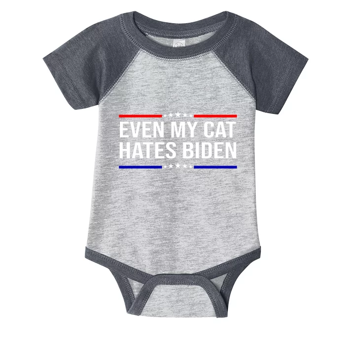 Even My Cat Hates Biden Funny Anti Biden FJB Infant Baby Jersey Bodysuit