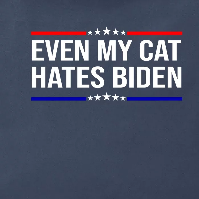 Even My Cat Hates Biden Funny Anti Biden FJB Zip Tote Bag