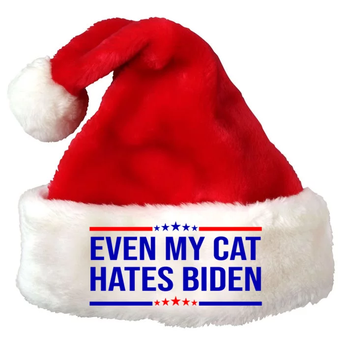 Even My Cat Hates Biden Funny Anti Biden FJB Premium Christmas Santa Hat