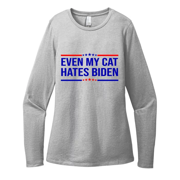 Even My Cat Hates Biden Funny Anti Biden FJB Womens CVC Long Sleeve Shirt