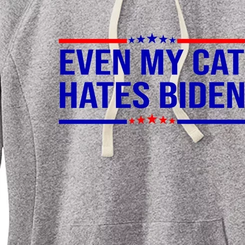 Even My Cat Hates Biden Funny Anti Biden FJB Women's Fleece Hoodie