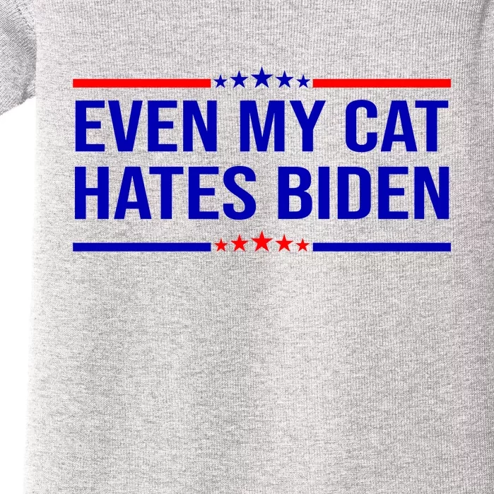 Even My Cat Hates Biden Funny Anti Biden FJB Baby Bodysuit