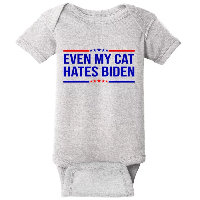 Even My Cat Hates Biden Funny Anti Biden FJB Baby Bodysuit