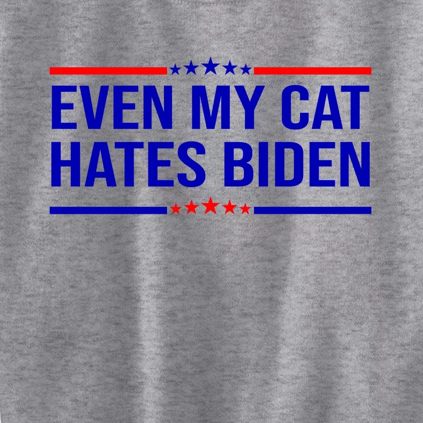 Even My Cat Hates Biden Funny Anti Biden FJB Kids Sweatshirt