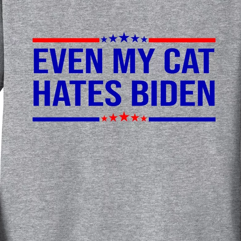 Even My Cat Hates Biden Funny Anti Biden FJB Kids Long Sleeve Shirt