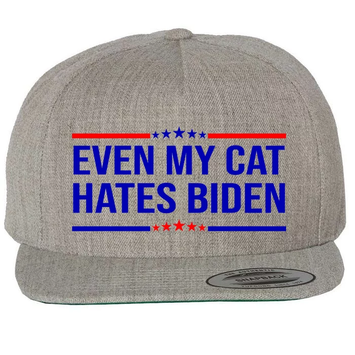 Even My Cat Hates Biden Funny Anti Biden FJB Wool Snapback Cap