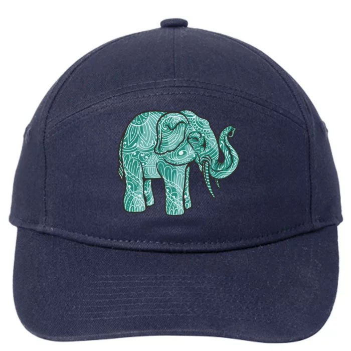 Elephant Mandala Cute Gift 7-Panel Snapback Hat