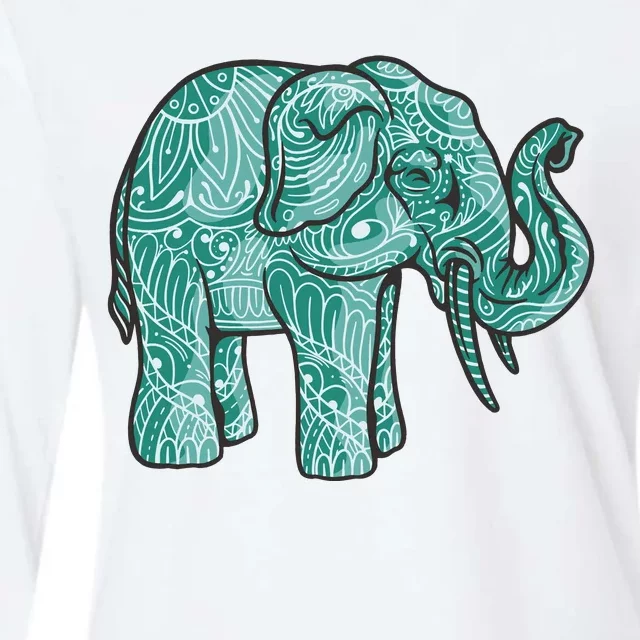 Elephant Mandala Cute Gift Womens Cotton Relaxed Long Sleeve T-Shirt