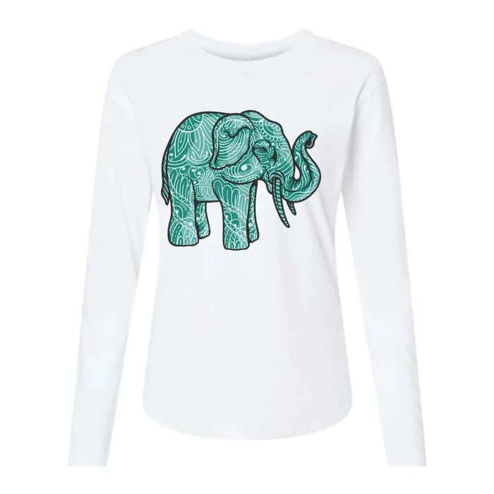 Elephant Mandala Cute Gift Womens Cotton Relaxed Long Sleeve T-Shirt