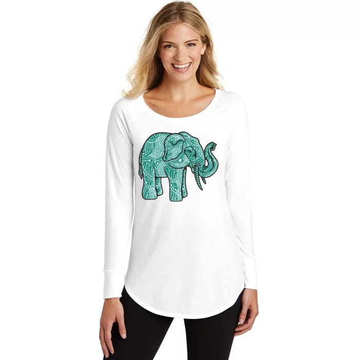 Elephant Mandala Cute Gift Women's Perfect Tri Tunic Long Sleeve Shirt