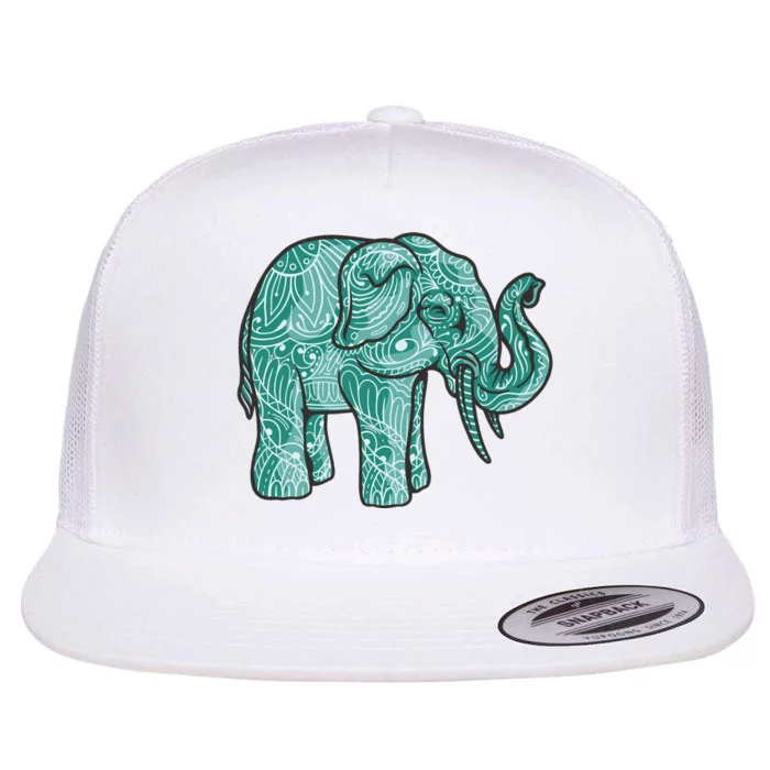 Elephant Mandala Cute Gift Flat Bill Trucker Hat