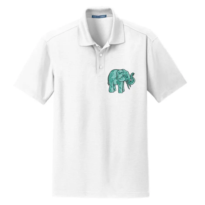 Elephant Mandala Cute Gift Dry Zone Grid Performance Polo