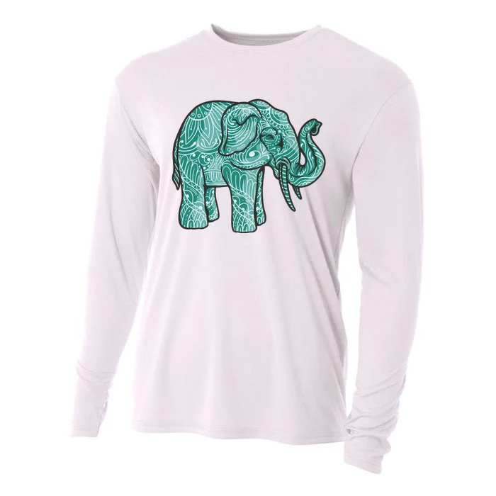 Elephant Mandala Cute Gift Cooling Performance Long Sleeve Crew