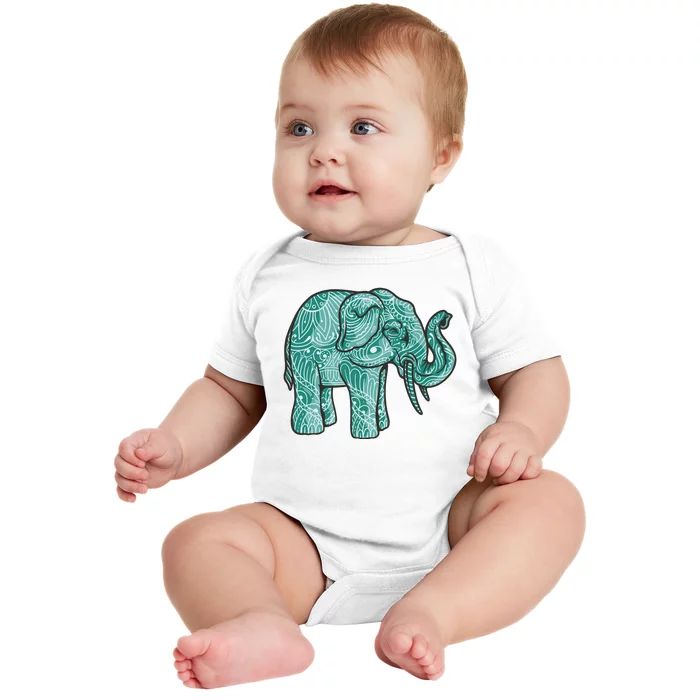 Elephant Mandala Cute Gift Baby Bodysuit