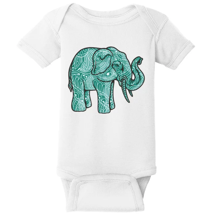 Elephant Mandala Cute Gift Baby Bodysuit