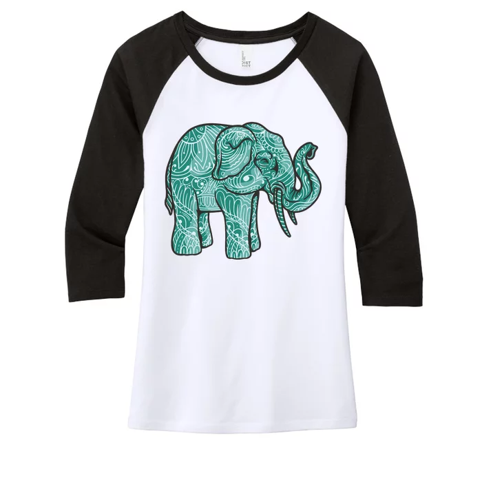 Elephant Mandala Cute Gift Women's Tri-Blend 3/4-Sleeve Raglan Shirt