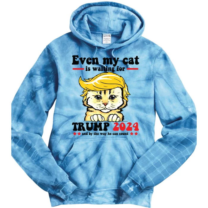 Even My Cat Is Waiting For Trump 2024 Tie Dye Hoodie