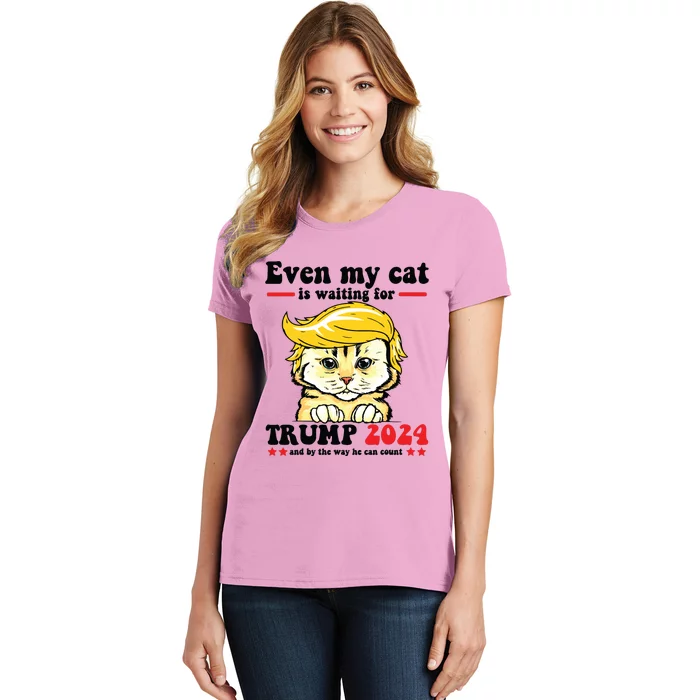 Even My Cat Is Waiting For Trump 2024 Women's T-Shirt