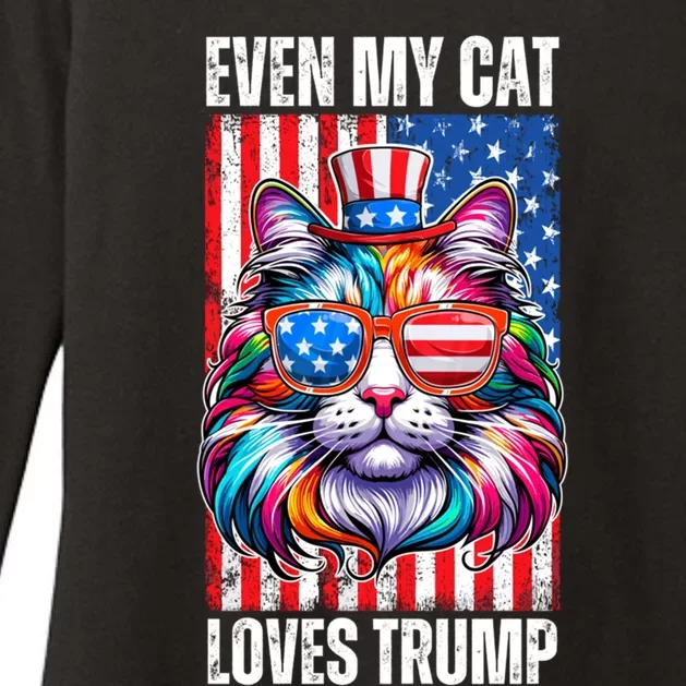 Even My Cat Loves Trump Usa Flag Election Trump Support Gift Womens CVC Long Sleeve Shirt