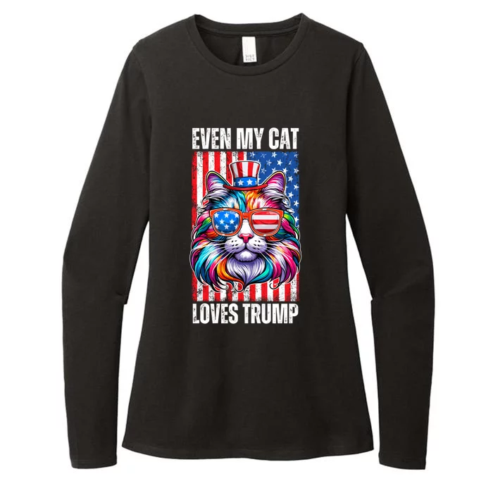 Even My Cat Loves Trump Usa Flag Election Trump Support Gift Womens CVC Long Sleeve Shirt