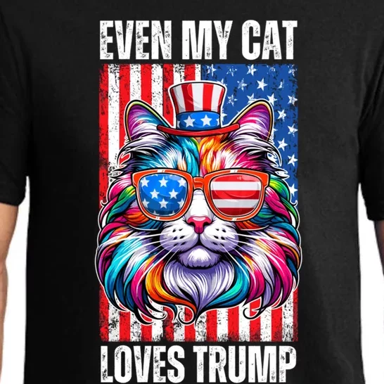 Even My Cat Loves Trump Usa Flag Election Trump Support Gift Pajama Set